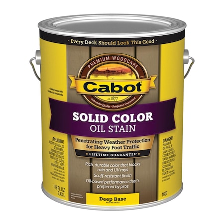 Cabot Solid Color Oil Stain Solid Tintable Deep Base Oil-Based Alkyd Deck Stain 1 gal 140.0001607.007